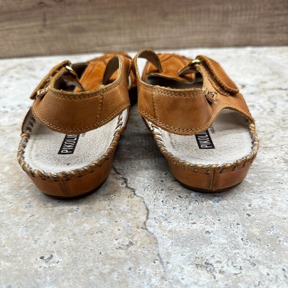 Pikolinos Sandals Puerto Vallarta Womens Size 39 US 8.5 -9 Tan Leather T Strap - Picture 6 of 12